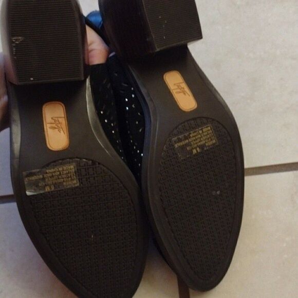 Anthropologie Latigo black suede bootie cutout sparkle Mauren block heel 6 - Picture 9 of 14